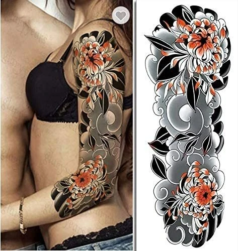 Tatouage Éphémère Homme Femme Bras, Faux Tattoo Temporaire, sleeve Blossom skies - Photo 2/3
