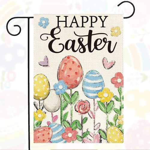 Easter Garden Flag 12X18 Inch Double Sided outside Happy Easter Garden Flag Flow