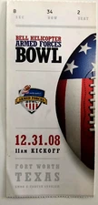 2008 Armed Forces Bowl Game Ticket Houston Cougars - Air Force  CASE KEENUM