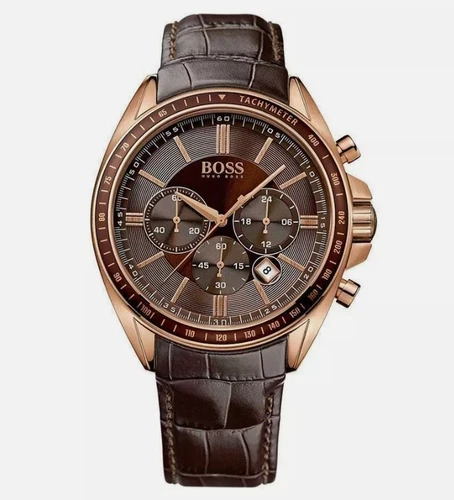 DHL Express Hugo Boss Men’s HB1513093 Brown Dial Leather Driver Watch