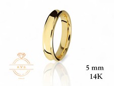 14K Yellow Gold 5mm CONCAVE Wedding Band Ring - Comfort Fit HIGH POLISHED Finish