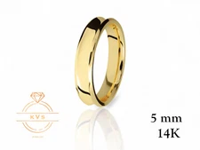 14K Yellow Gold 5mm CONCAVE Wedding Band Ring - Comfort Fit HIGH POLISHED Finish