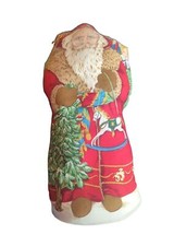 Vintage Fabric Santa Claus Door Stop Holder Father Christmas 16" Tall Holiday