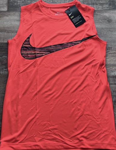 NWT Nike Boys YLG Dk Orange/Lt Orange/Black Dri-Fit Tank Top Shorts Set Large - Picture 2 of 3