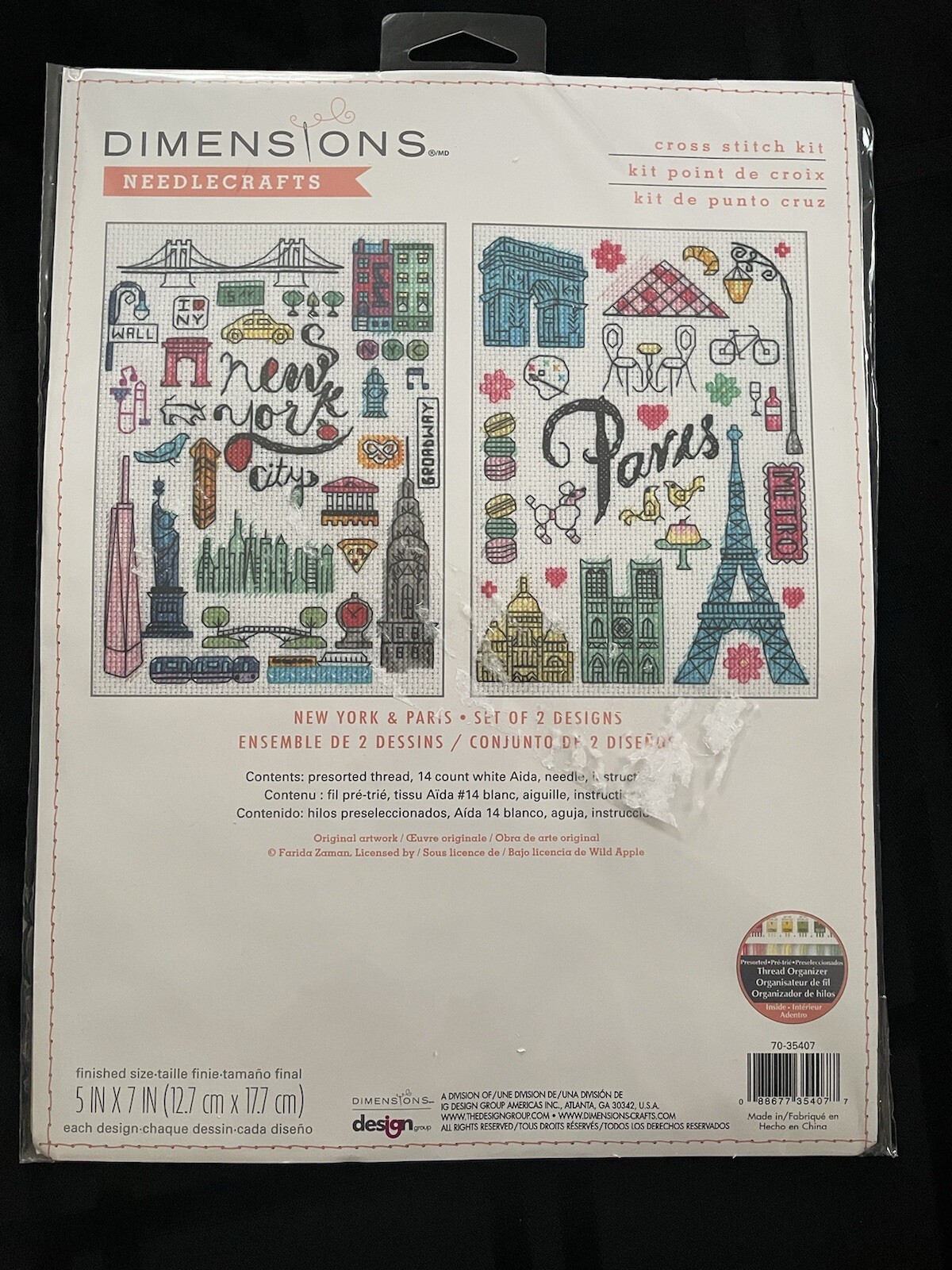 Kit 5"x7"-new York & Paris (14 Count) Set Of 2
