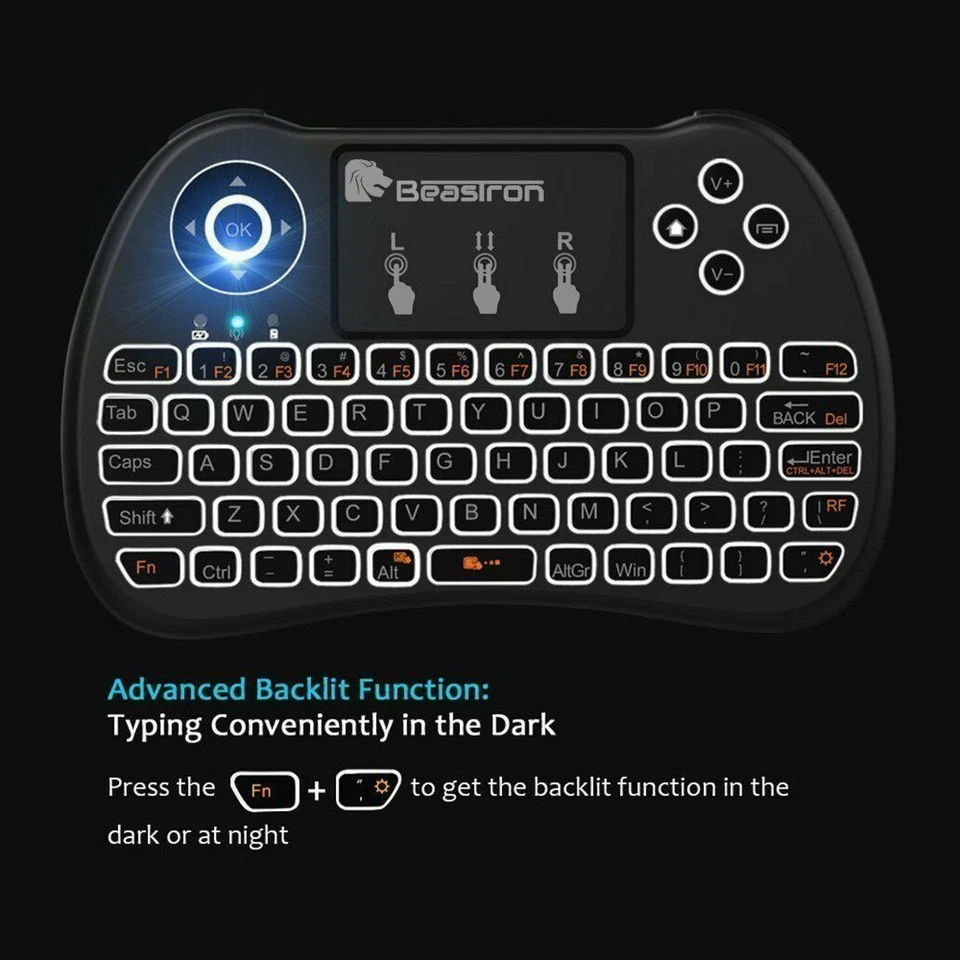 Beastron 2.4GHz Mini Wireless Keyboard w/Mouse Touchpad Rechargeable Combo - Image 3 of 4