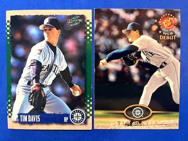 Tim Davis 1995 Score & 1995 Topps Stadium Club MLB Debut - Mariners