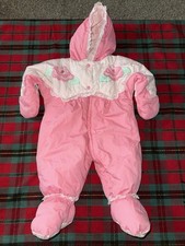 Vtg Baby Fog London Fog Pink Embroidered Lace Trim SIZE 9/12mo Snow Suit EUVC