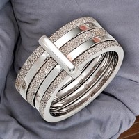 Damen Ring Breit 925 Sterling Silber Rhodiniert Silberring