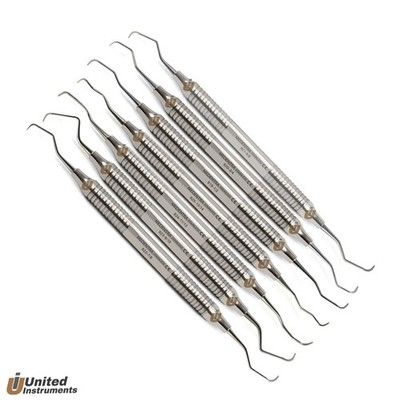 Set Of 7 Dental Gracey Curettes Perio Hollow Handle Surgical Hygiene Scalers New