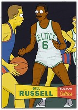 Bill Russell 1957 Homer's Heroes Rookie Simpsons Custom Trading Card Celtics. rookie card picture
