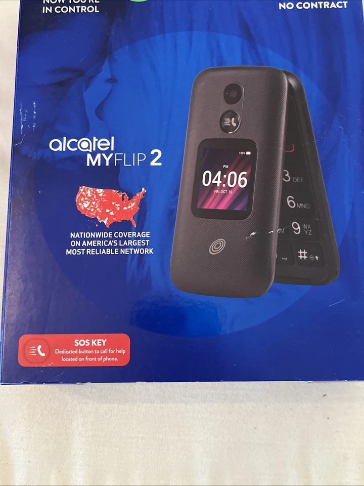Prepaid TracFone Alcatel My Flip 2 - Black Flip Phone - New Sealed Box - Image 3 of 4