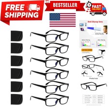 6-Pack Reading Glasses Blue Light Blocking,Spring Hinge Readers for Men Women...