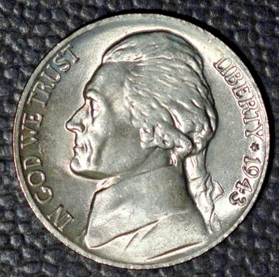 1943-P Jefferson Nickel, Choice BU, Almost Full Steps, Raw