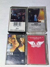 Vtg Lot of 80's Rock Cassette Tapes Aerosmith, REO Speedwagon, Styx Rush