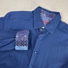 Robert Graham Mens XL Blue Long Sleeve Button Up Shirt Classic Fit Flip Cuff