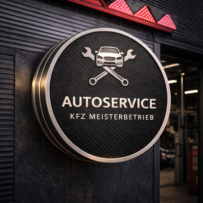 Runder LED Leuchtkasten 1seitig 80cm AUTOSERVICE  Aluminiumprofil, Außenschild
