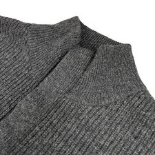 J.Crew Men s 100 Wool Ribbed 1/4 Button Pullover Sweater Gray Large