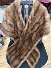 VTG Real Fur Stole Cape Mink Old Money Mob Wife Glam One Size Retro MCM Brown