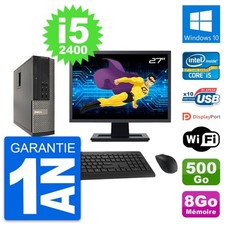 PC Dell 990 SFF Ecran 27" Intel i5-2400 RAM 8Go Disque Dur 500Go Windows 10 Wifi