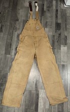 Carhartt Tan Duck Work Canvas Bib Overalls Mens