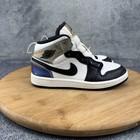Nike Air Jordan 1 Mid SE Shoes Kids Size 12C White Black Iridescent DM7803-100