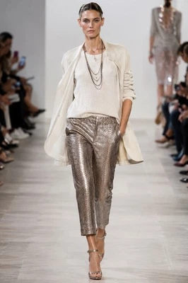 NWT BRUNELLO CUCINELLI  Metallic Python Cropped Pants sz S IT 40 sz 4 - Photo 1/3