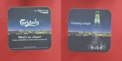 Carlsberg What's on, where? Brauerei Bierdeckel Bier