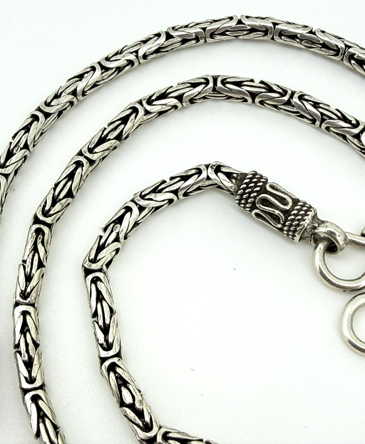 Solid Sterling Silver 925 Byzantine Chain Necklac… - image 2