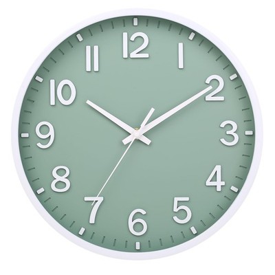 Moiubik Wanduhr 12'' leise nicht tickend, modern 12 Zoll, grün weiß 