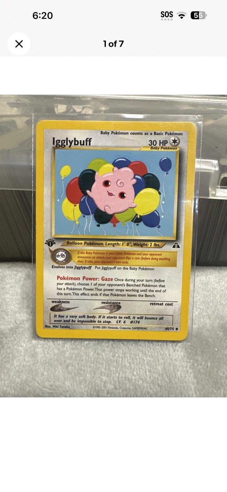 Pokémon TCG Igglybuff 1st Edition Neo Discovery 40/75 2001