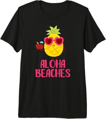 Aloha Beaches Ananas Fresco Vacanze Estive Spiaggia Hawaii Maglietta Premium