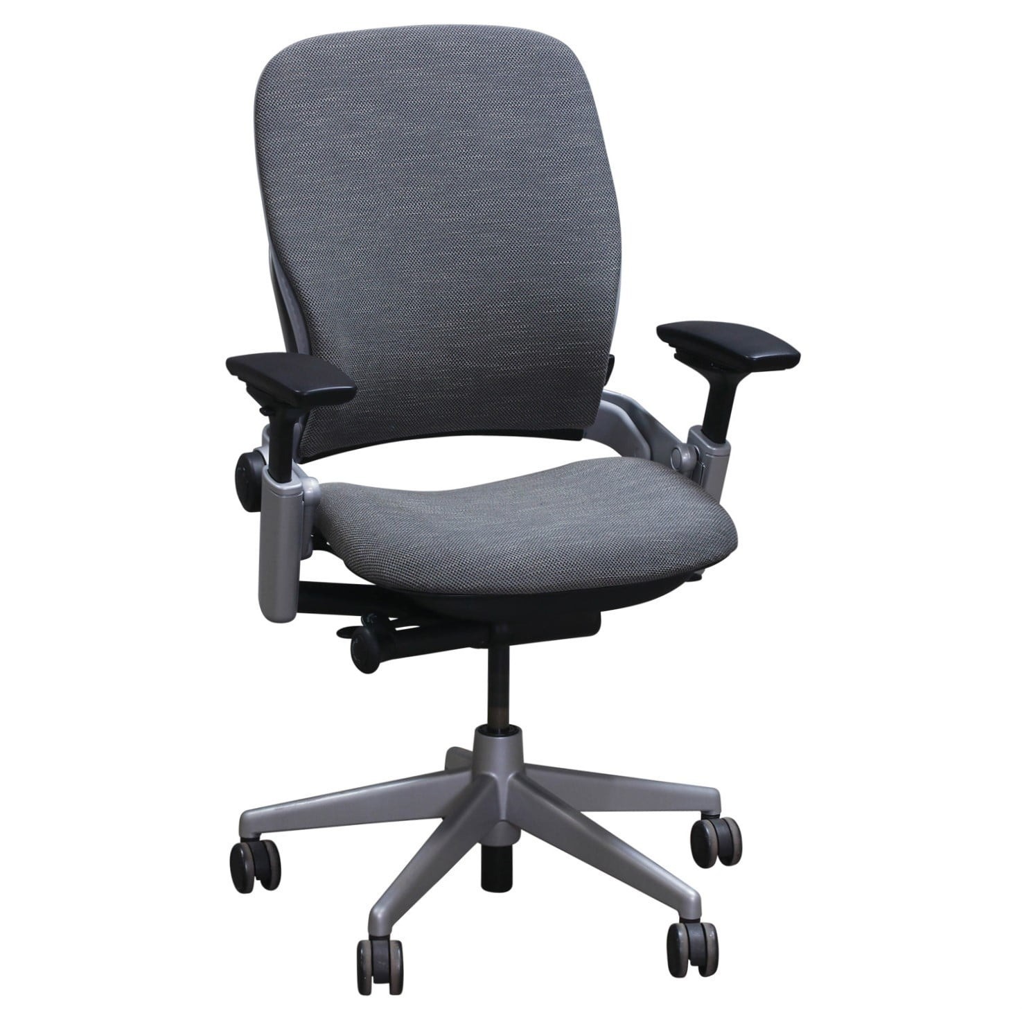 Steelcase Leap V2 Task Chair w/Lumbar Support, Gray Fabric, Platinum Frame