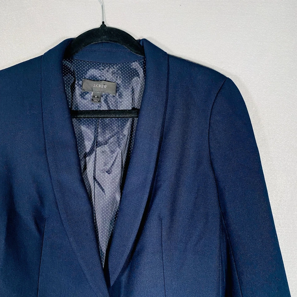 Blazer J Crew para mujer 8 azul mezcla de lana chaqueta de un solo pecho carrera Foto 4 de 4