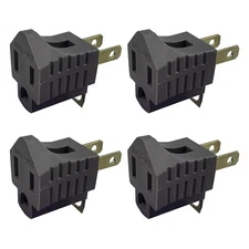 3-Prong to 2-Prong Adapter Converter for Wall Outlets - 4 Pack, Polarized