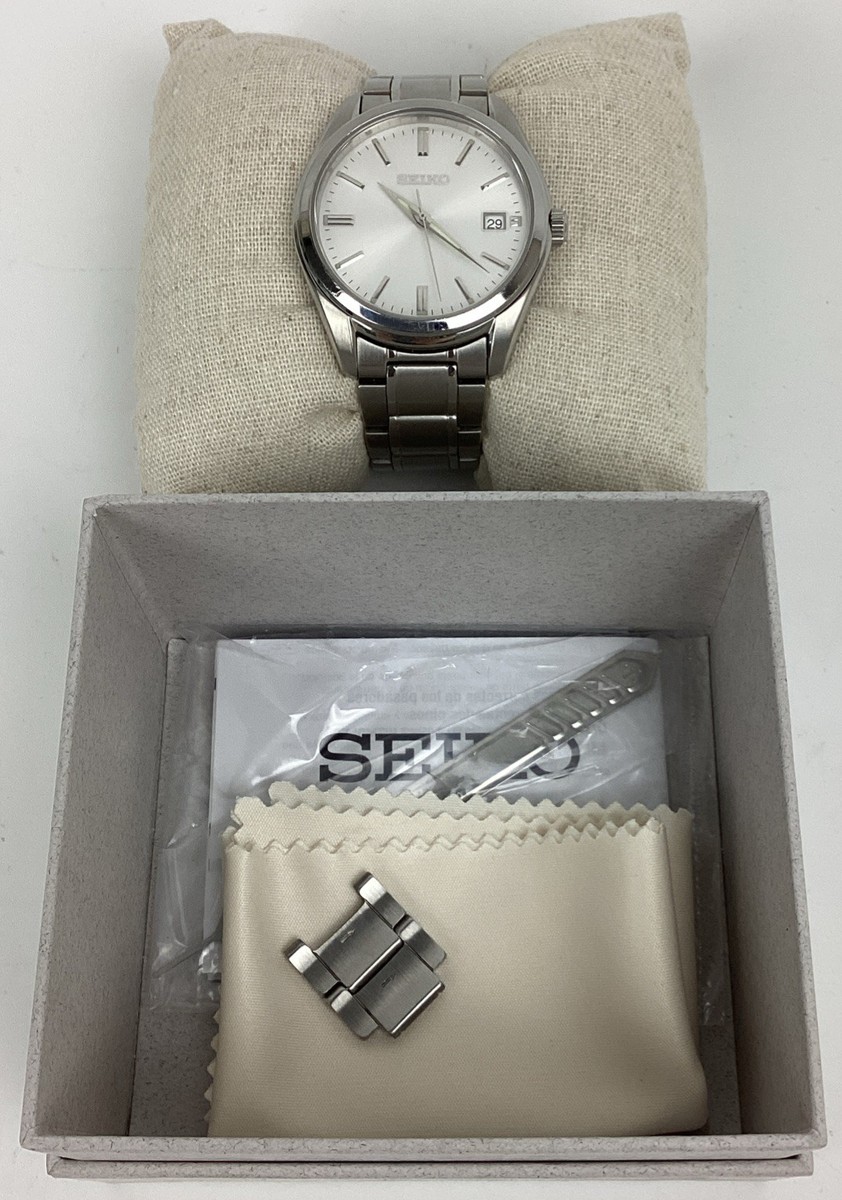 SEIKO Men's SUR307 Quartz White Dial Date Ind Stainless Steel