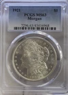 1921 US Morgan Silver Dollar $1 PCGS MS63..