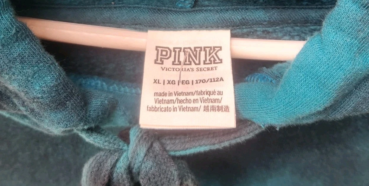 UNDERCOVER Victoria's Secret Rosa Felpa Abito Strass Felpa Pullover Tie Dye XL