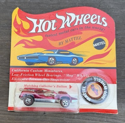 Vintage 1969 Hot Wheels Redlines Red Mantis on Unpunched Card Blisterpack