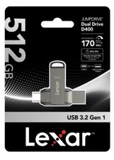 Lexar 512GB JumpDrive Dual Drive D400 USB 3.2 TypeC & Type-A Flash Drive 170 MBs