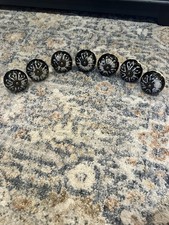 Set Of 7 Ceramic Knobs Black And White Pulls With Hardware