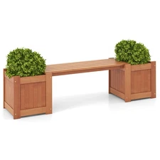 Hardwood Outdoor Planter Boxes w/ Detachable Bench 2 Elevated Mini Planters