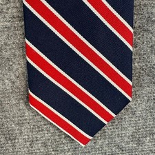 Rooster Mens Vintage Repp Stripe Tie Navy Blue Red White Made in USA 3 Inch