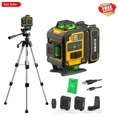 Professional 4D Laser Level with Tripod & 2 Lithium Batteries for All Projects