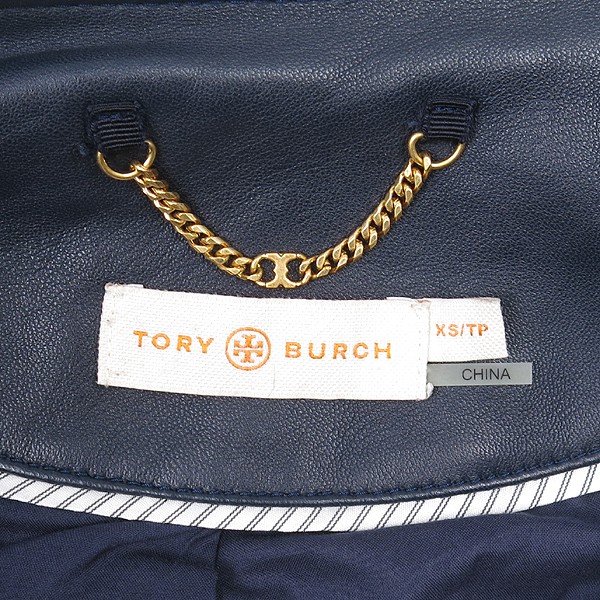 Tory Burch Navy Leather Women's Jacket XS thumbnail 5