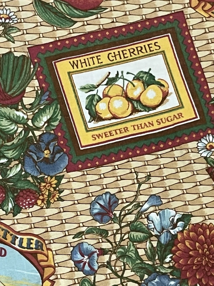 Sharon Kessler Concord Fabric 28" x 44" pc Flowers & Fruits Basket Weave Backed - Image 3 of 4