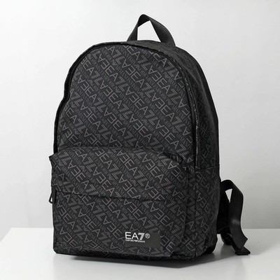 EA7 EMPORIO ARMANI Backpack Men's Backpack Monogram Logo Bag BLACK-SMOKEDPEARL 