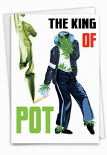 1 Funny Birthday Greeting Card - Bday King of Pot - Envelope Included, US-Made