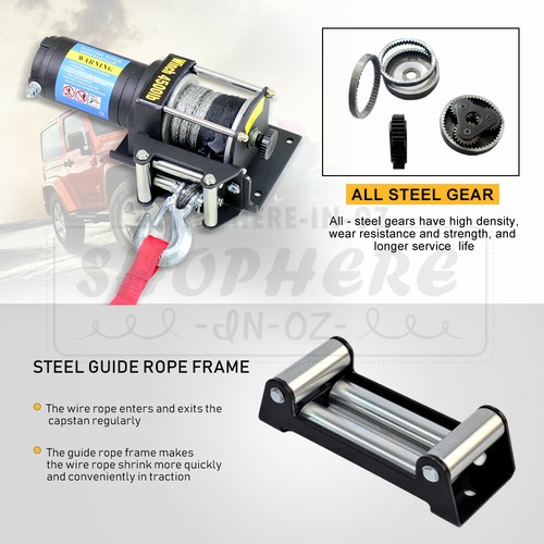 Electric Winch 12V 4500LBS (2041kg) Wireless Remote Synthetic Rope ATV Boat Car - Picture 6 of 12