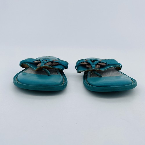 Womens 8 Born Blue Thong Flip Flops Sandals Leather Coconut Boho W4043 - Picture 6 of 12